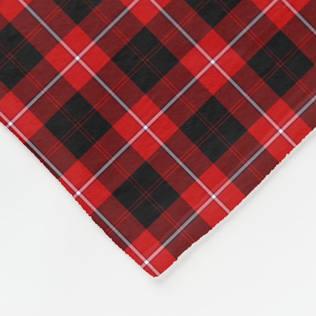 Cunningham Tartan Red Black Plaid Fleece Blanket (Corner)