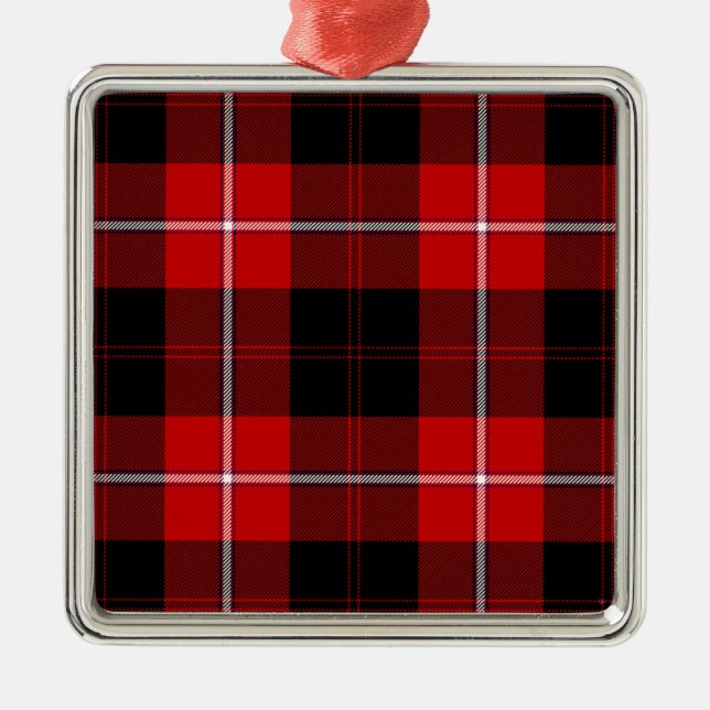 Cunningham Tartan Red Black Plaid Metal Tree Decoration (Front)