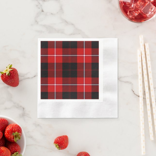 Cunningham Tartan Red Black Plaid Napkin (Insitu)