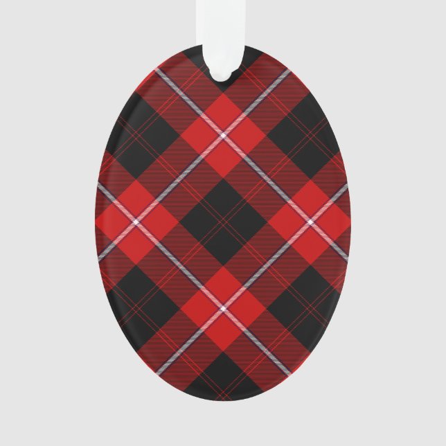Cunningham Tartan Red Black Plaid Ornament (Front)