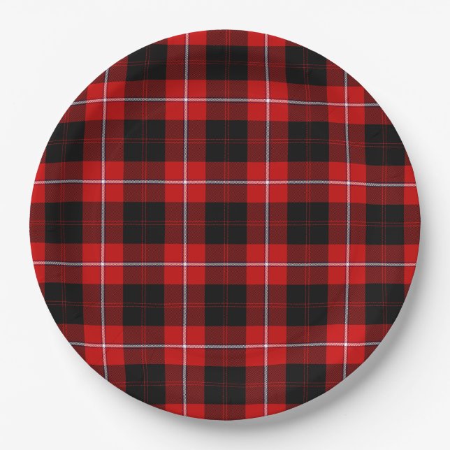 Cunningham Tartan Red Black Plaid Paper Plate (Front)