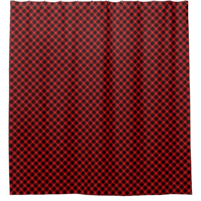 Cunningham Tartan Red Black Plaid Shower Curtain (Front)