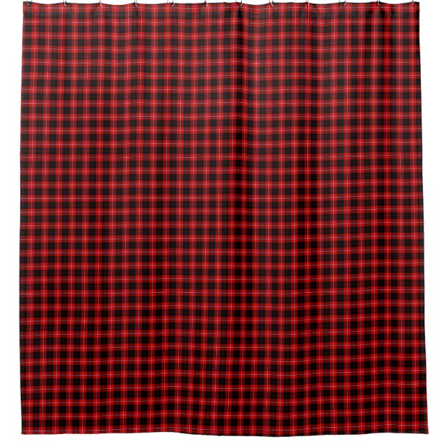 Cunningham Tartan Red Black Plaid Shower Curtain (Front)
