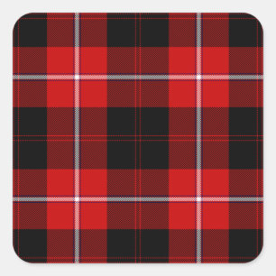 Cunningham Tartan Red Black Plaid Square Sticker