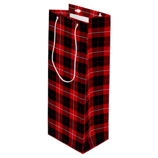 Cunningham Tartan Red Black Plaid Wine Gift Bag (Front Angled)
