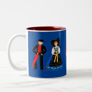 Cup 2 Colors Traditional Costume of Alsace, Fr