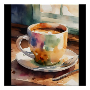  cup and plate colorfull poster