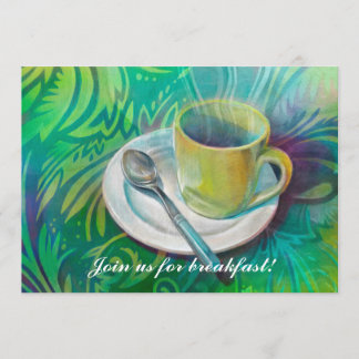 Cup and Spoon Against a Cool Analogous Background Invitation