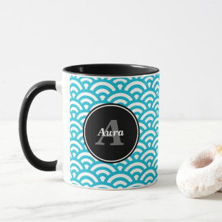 Cup blue Waves - customized Name