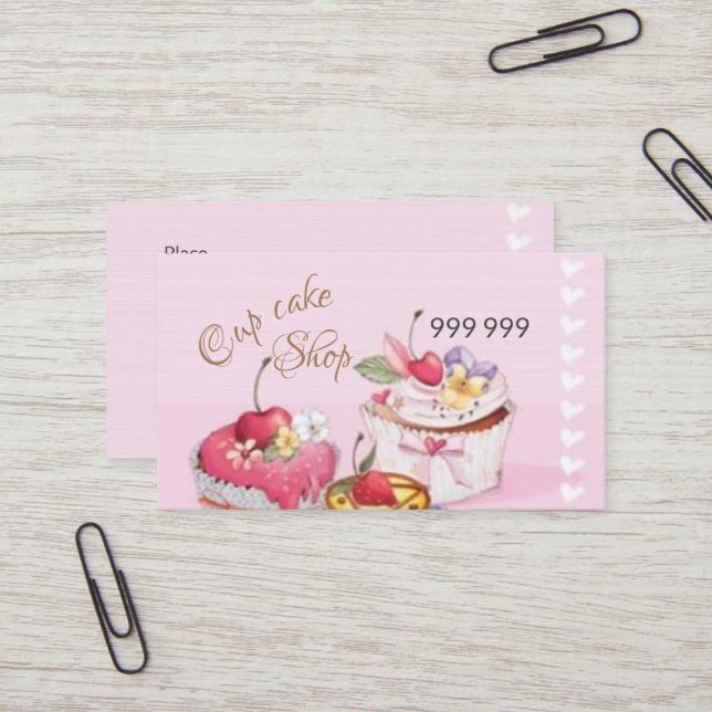 Cup cake pink business card (Front/Back In Situ)