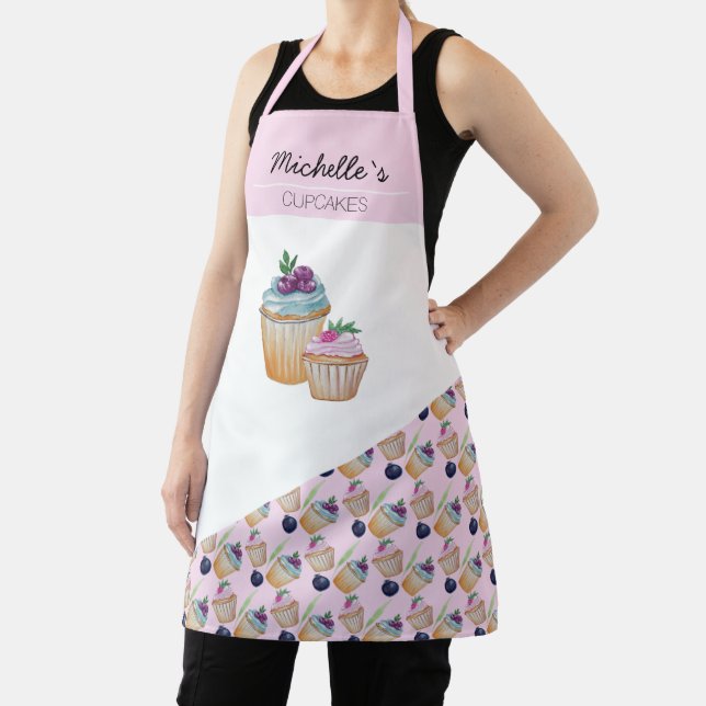 Cup Cakes And Fruits Watercolor Apron (Insitu)