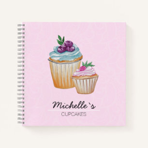 Cup Cakes And Fruits Watercolor Personalised Notebook