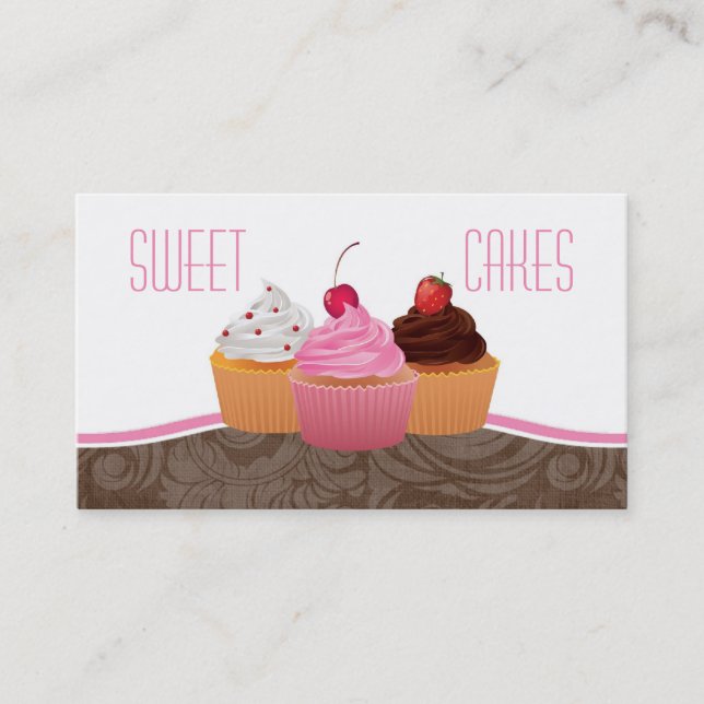 Cup Cakes Bakery Sweet Treats Business Card (Front)