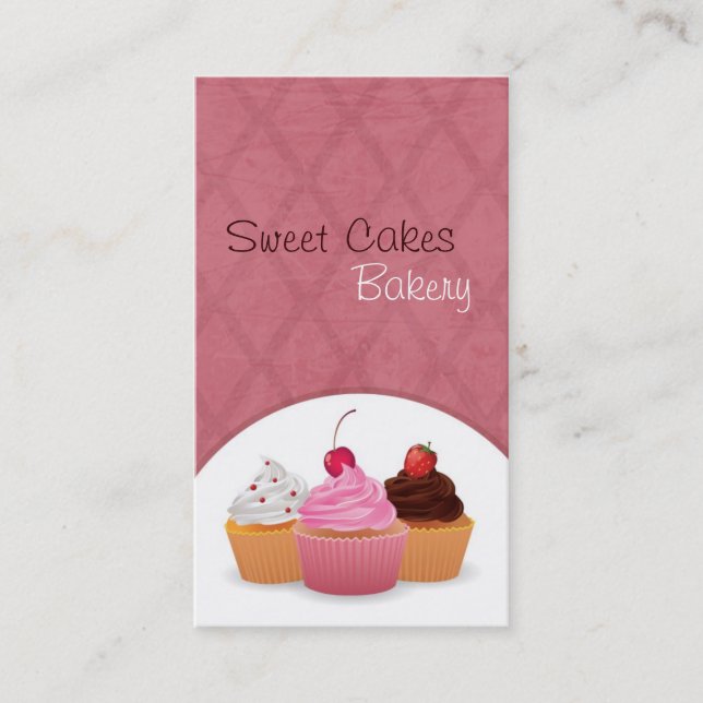 Cup Cakes Bakery Sweet Treats Business Card (Front)