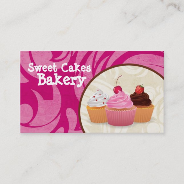 Cup Cakes Bakery Sweet Treats Business Card (Front)
