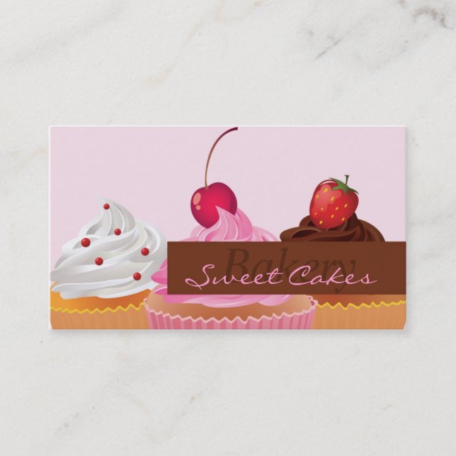 Cup Cakes Bakery Sweet Treats Business Card (Front)
