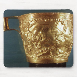 Cup, depicting a charging bull mouse mat