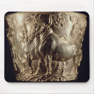 Cup, depicting a domestic bull mouse mat