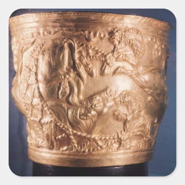 Cup, depicting the capture of a wild bull square sticker (Front)
