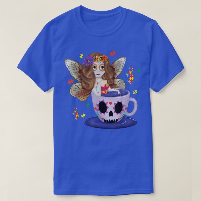 Cup Fairy Special Puzzle April Blue Autism Awarene T-Shirt (Design Front)