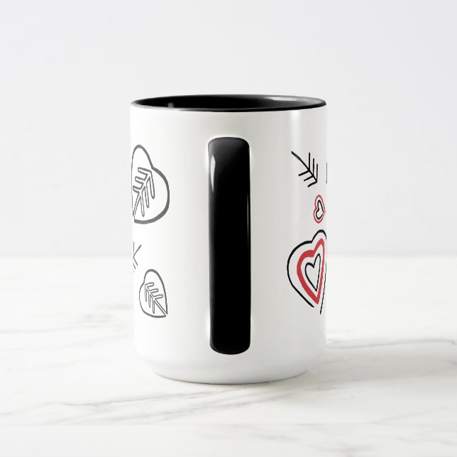 Cup graffiti patterns love hearts (Handle)