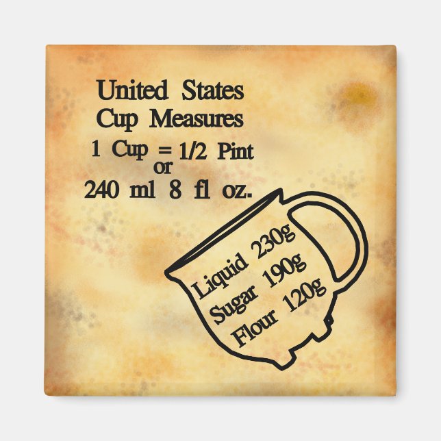 Cup measures conversion U.S. Customary Units Magnet (Front)