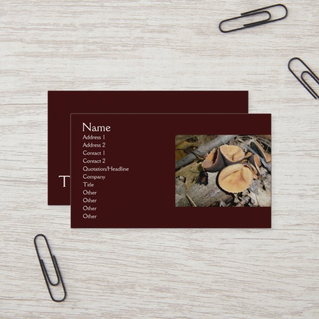 Cup Mushrooms Business Cards (Front/Back In Situ)