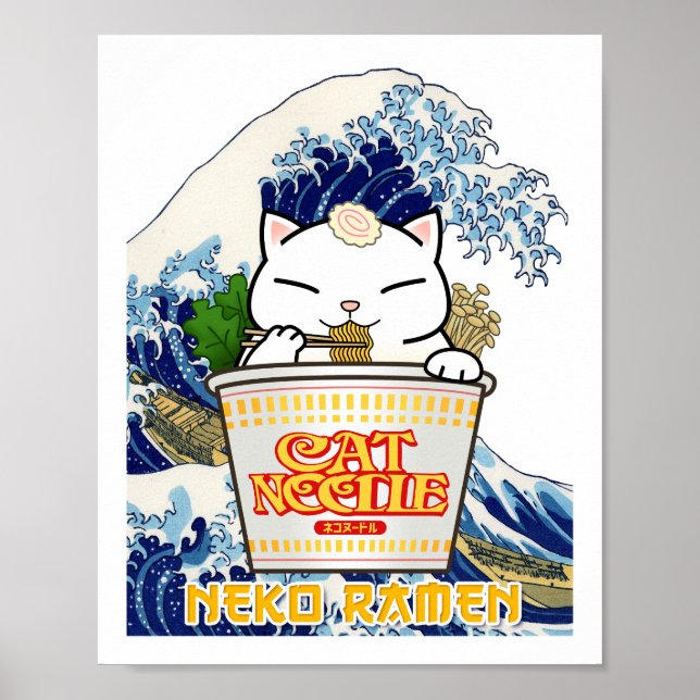Cup Noodle Ramen Cat Poster (Front)