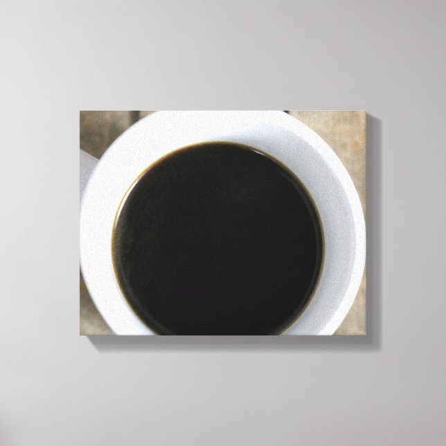 Cup of Black Coffee in a White Mug on Crate 11x14 Canvas Print (Front)