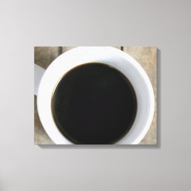 Cup of Black Coffee in a White Mug on Crate 16x20 Canvas Print (Front)