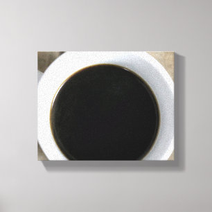 Cup of Black Coffee in a White Mug on Crate 8x10 Canvas Print