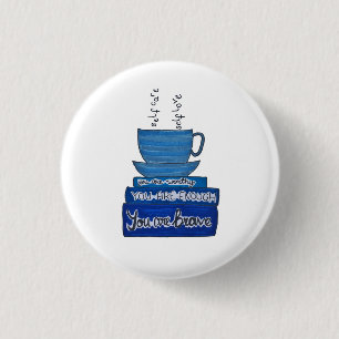 Cup of Care and Books of Love 3 Cm Round Badge