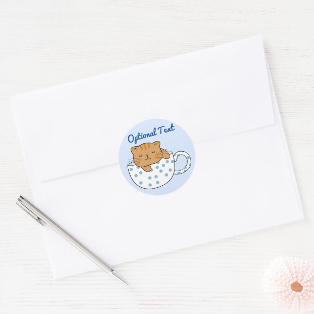 Cup of Cat-feine Kawaii Style  Classic Round Sticker (Envelope)