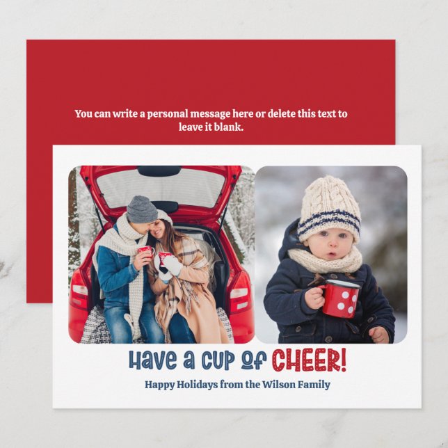 Cup of Cheer Holiday Two Photo Card (Front/Back)