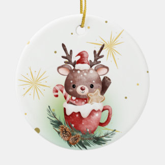 Cup of chocolate  ceramic tree decoration