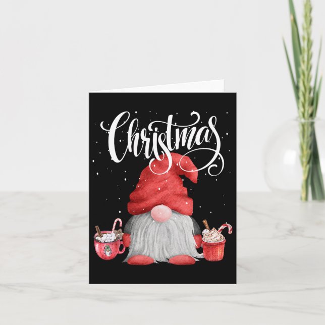 Cup Of Chocolate Christmas Gnome  Card (Front)