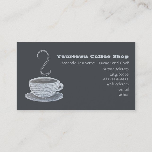 Cup Of Coffee Chalkboard Drawing Business Card (Front)