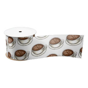 Cup of Coffee Latte Cappuccino Flat White Brunch Satin Ribbon