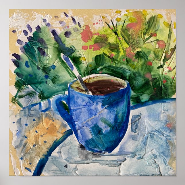 cup of coffee, modern painting, wayercolor poster (Front)