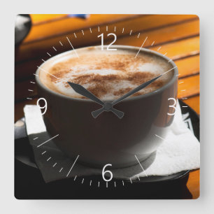 Cup of coffee square wall clock