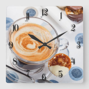 Cup of coffee square wall clock