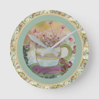 Cup of Flowers-2  Round Clock