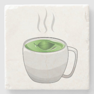 Cup of Green Tea Stone Coaster