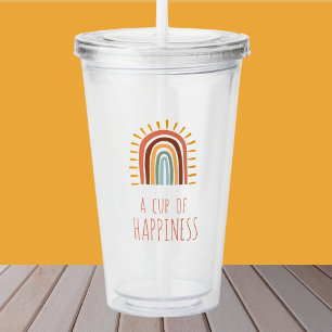 Cup of happiness rainbow Acyrilic Tumbler with lid