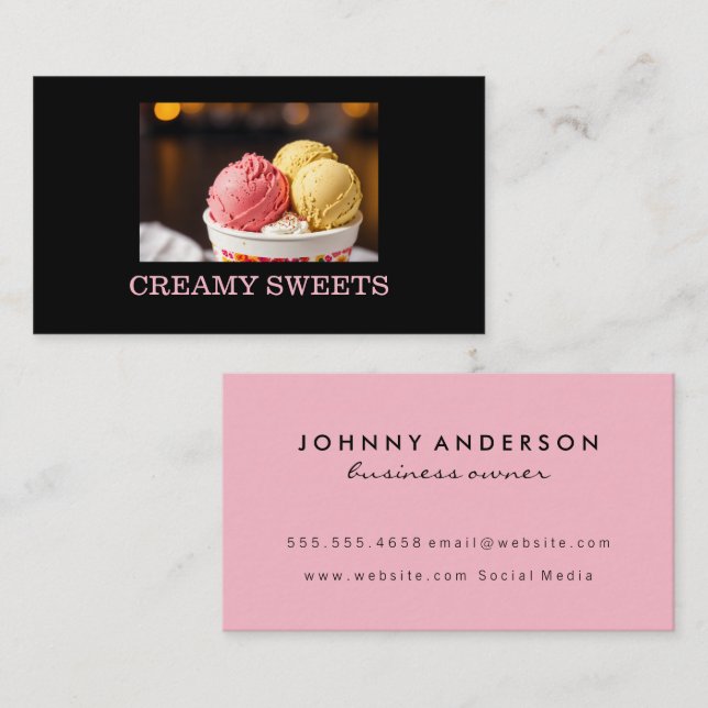 Cup of Ice Cream Scoops Business Card (Front/Back)