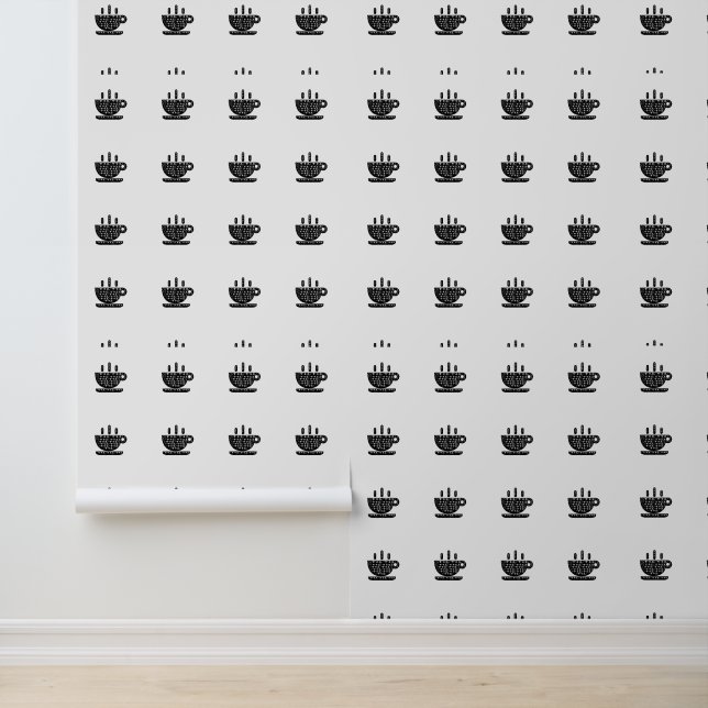 Cup Of Java Black Floral Kitchen  Wallpaper (Application)