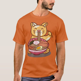Cup of ramen cats eating noodles funny novelty gif T-Shirt