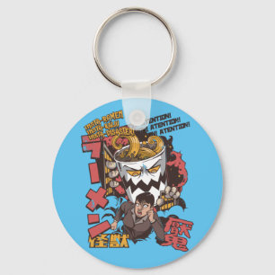 Cup of Ramen Noodle Monster Catching Japanese Girl Key Ring