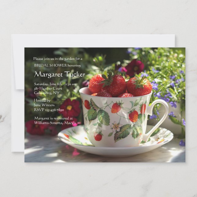 Cup of Strawberries Invitation (Front)