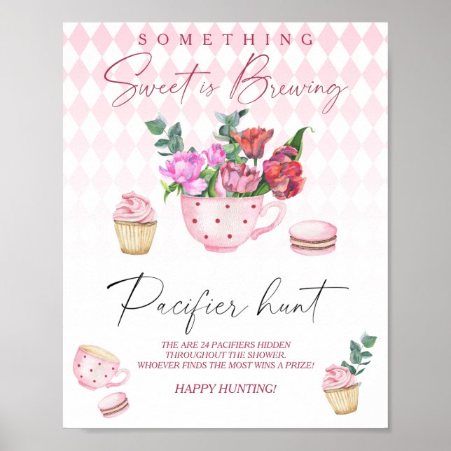 Cup of tea Baby shower game - pacifier hunt  Poster (Front)